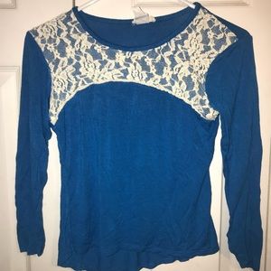 Girls blue lace dress shirt